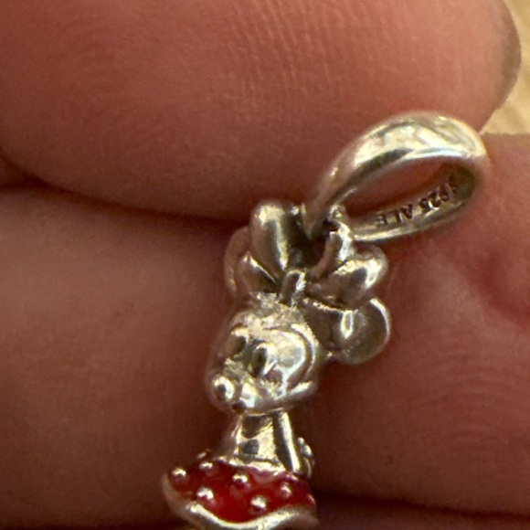 Silver and Red Mouse Charm Pendant - Picture 7 of 8
